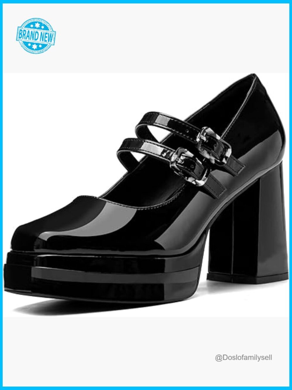 Women's Platform Mary Jane Pumps Chunky Block Heel Square Toe Party Shoes